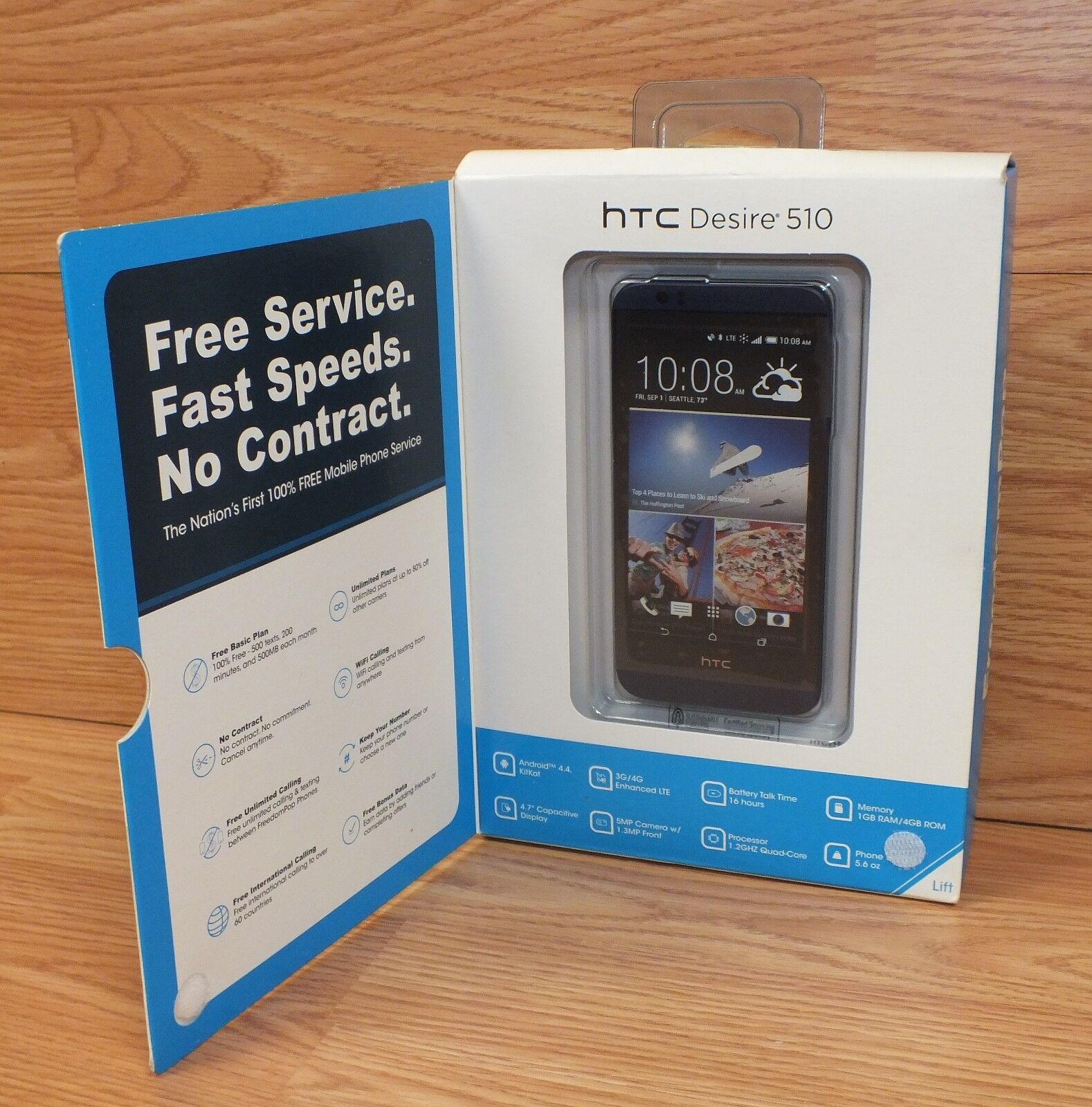 FreedomPop - HTC Desire 510 4G LTE CDMA Cell / Smart Phone NEW IN BOX **READ**  HTC 510 - фотография #2