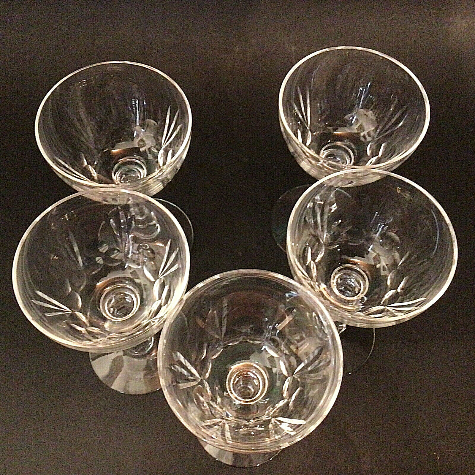 CAMBRIDGE WINE GLASSES EUCLID SET OF 5 RARE VINTAGE MID CENTURY MODERN CAMBRIDGE GLASS - фотография #4
