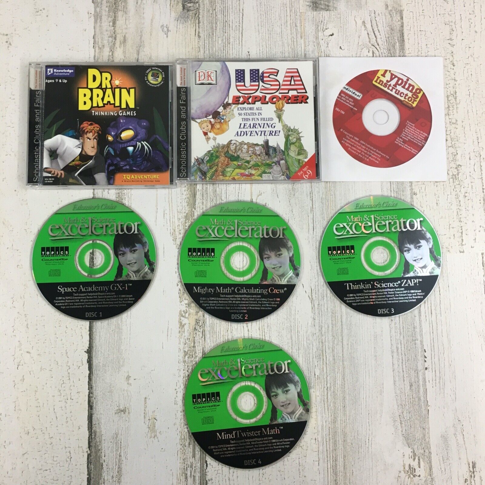 Lot 7 PC CD-ROM Kids Educational Games Dr Brain USA Explorer Typing Excelerator Unbranded 132456