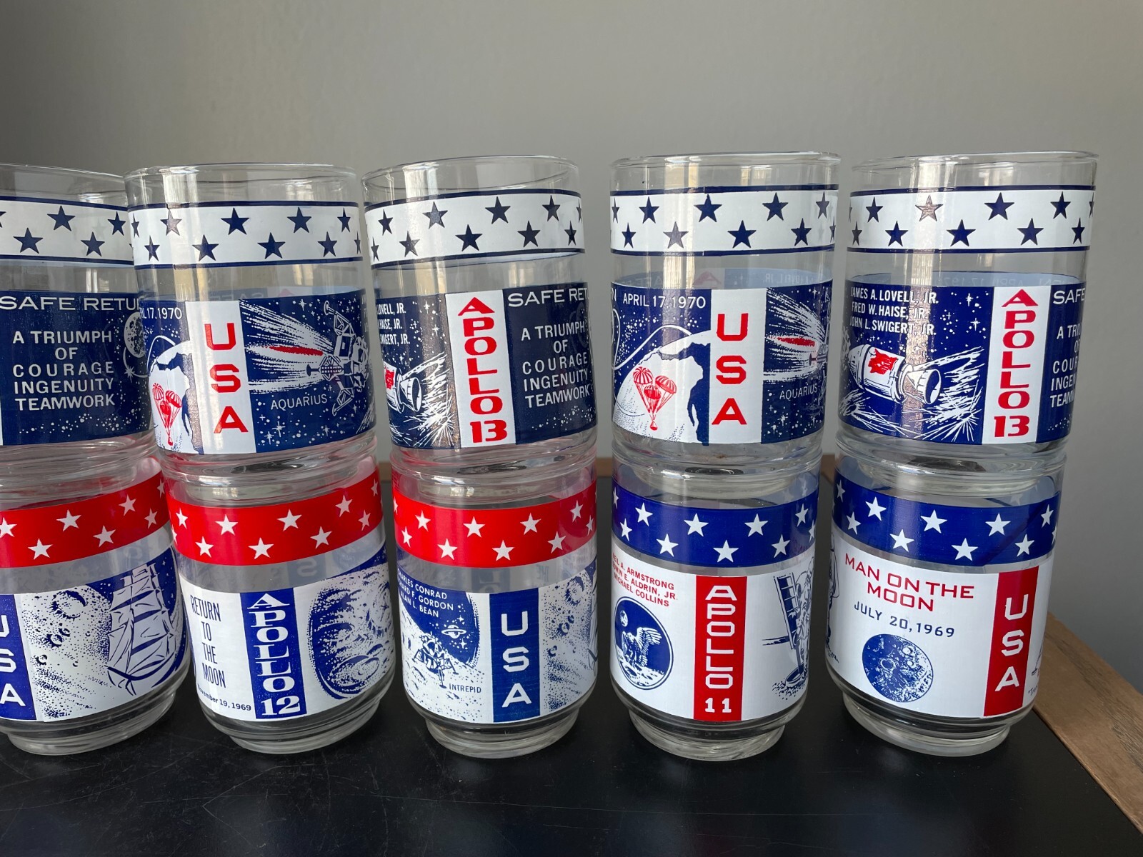 Vintage Apollo 11 12 13 Commemorative NASA Libbey Juice Glasses mid century bar Без бренда - фотография #5