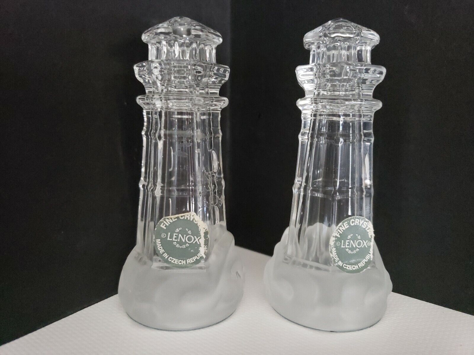 Lenox Crystal Salt & Pepper Sets - Lighthouse - DISCONTINUED - 2 pc lot Lenox