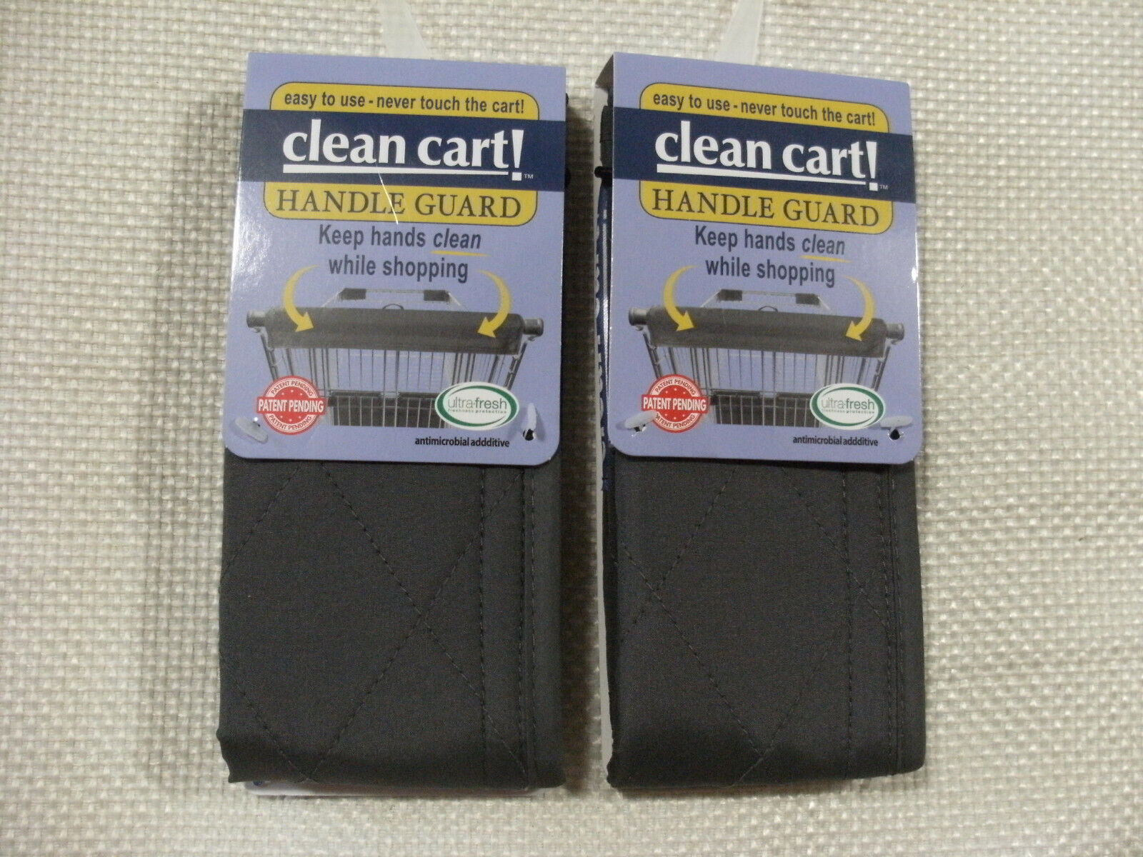 (2) GRAY Clean Shopping Cart Handle Guard Reusable Cover Sanitary Washable Wipe Clean Cart MAN-789-XX-GRAY-E4