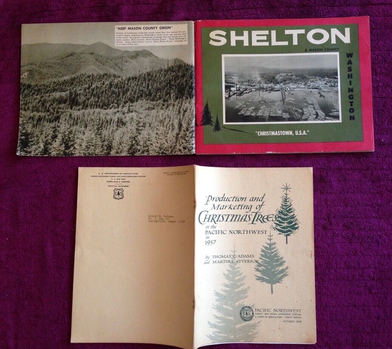 CHRISTMAS TREES: 1957 USFS MARKETING; SHELTON WASH. - CHRISTMASTOWN USA; PHOTOS See Below