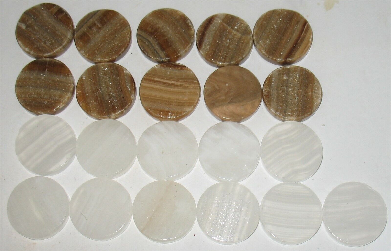 21 Pieces Vintage Brown & White Stone Checkers Replacement Parts Unbranded