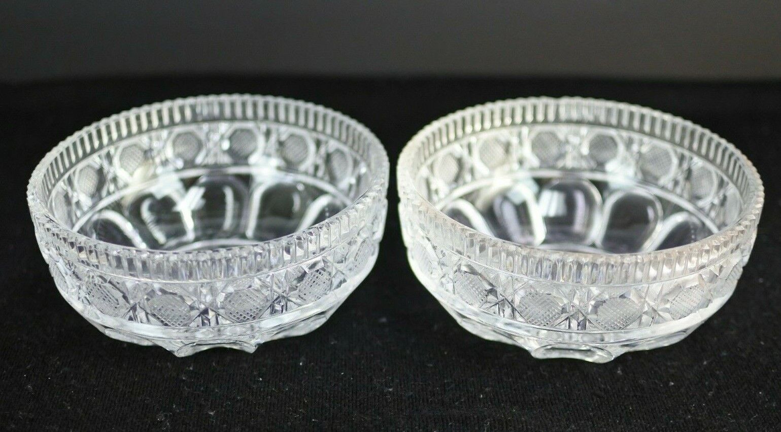 Vintage Cut Glass Ornate Design Sorbet Dish Lot Of 4  unmarked - фотография #5