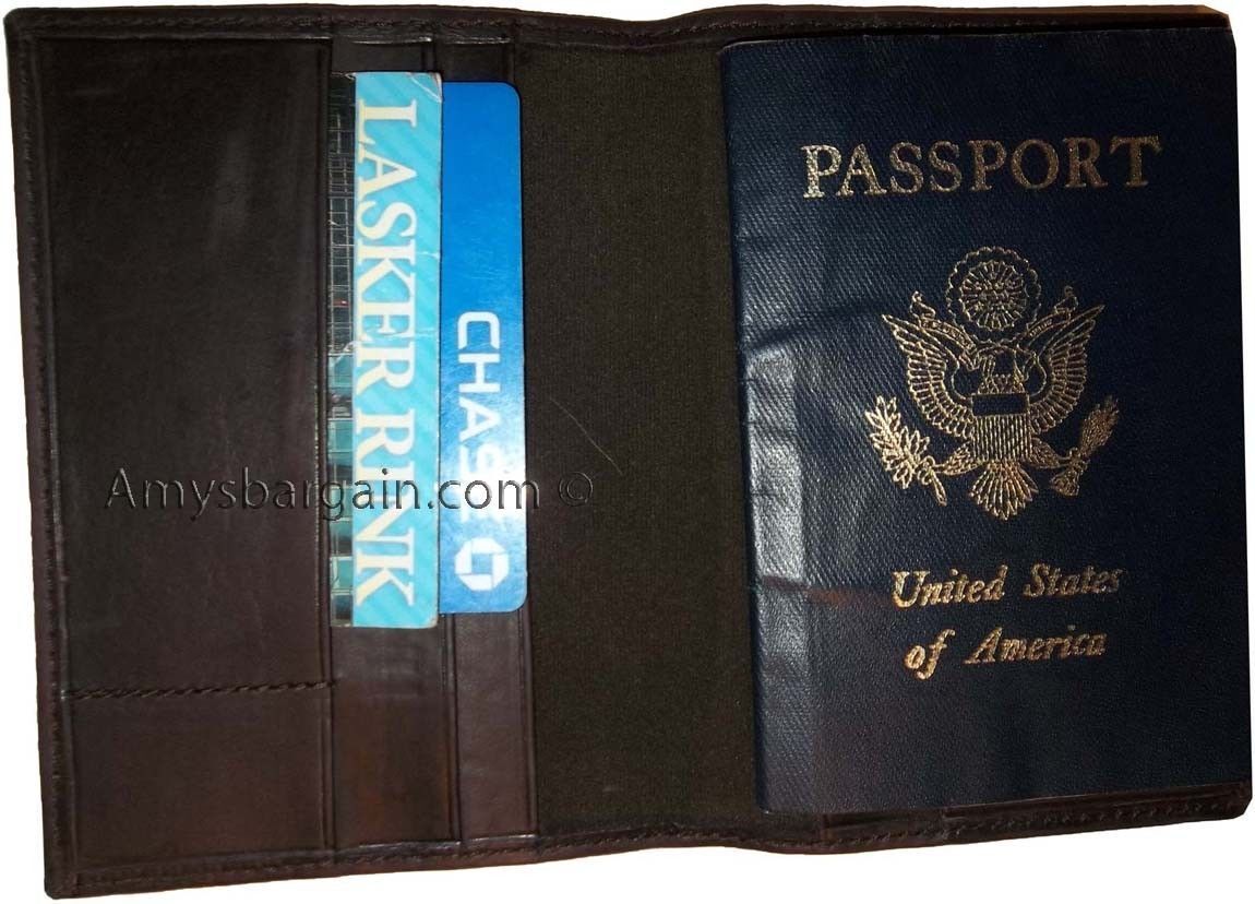  2 New USA Leather passport cover wallet credit ATM card ID case bn Unbranded - фотография #3