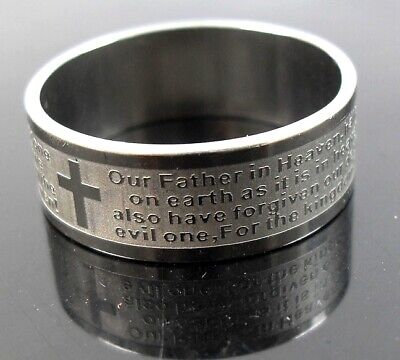 30pcs Etched Lord's Prayer Stainless Steel Ring  Men Jesus Religious Jewelry Unbranded - фотография #3