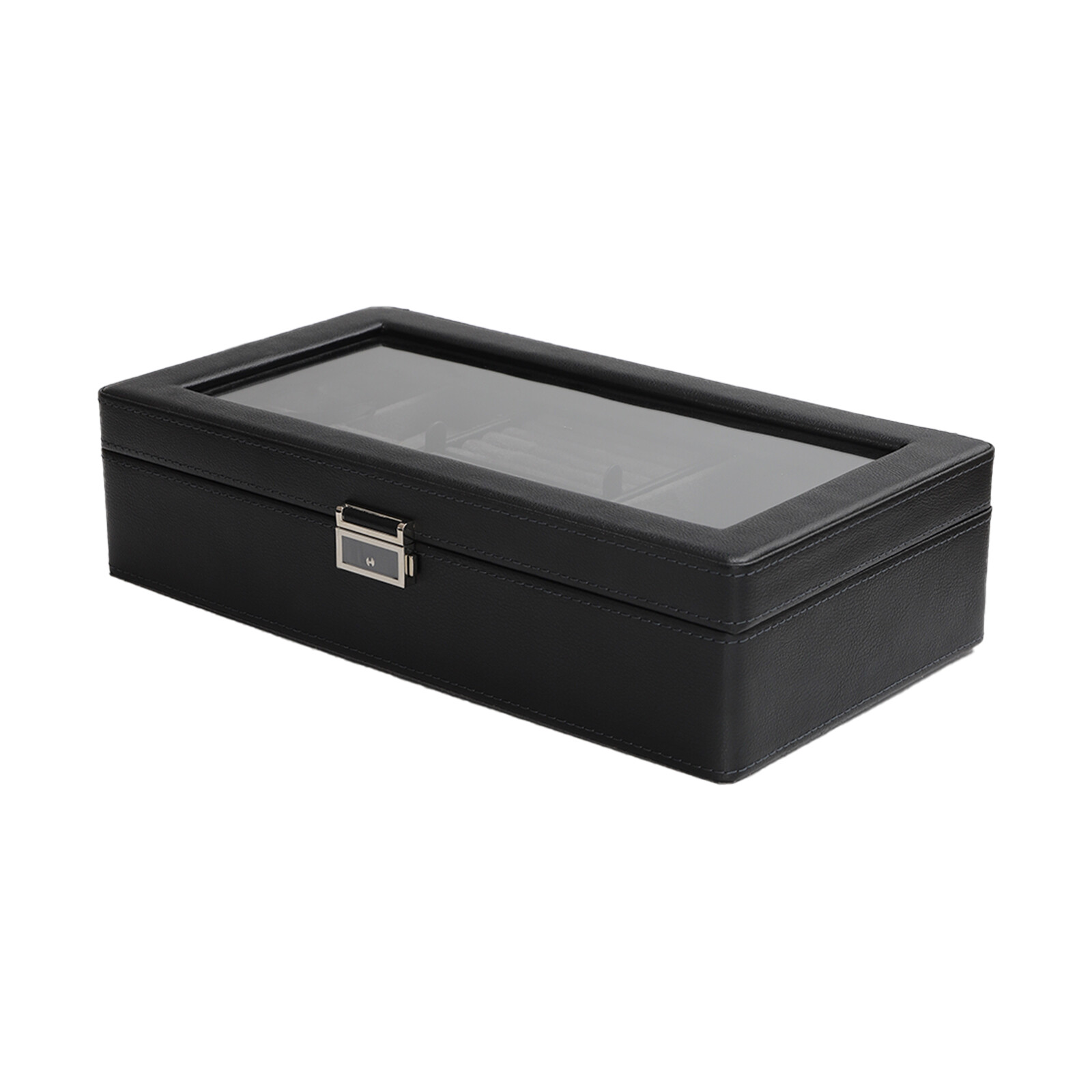 Large Jewelry Storage Box for Men Gifts Watch Display Case PU & Large Glass Lid Unbranded - фотография #6