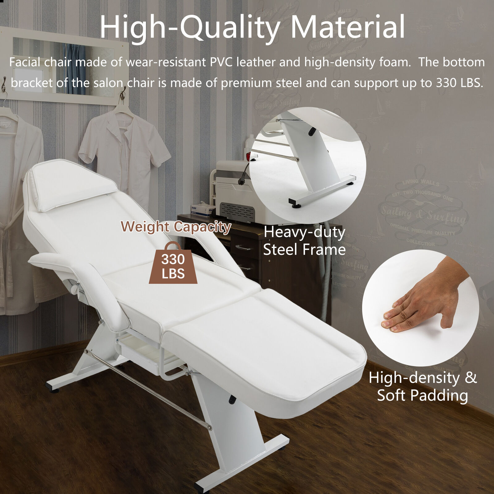 Massage Salon Tattoo Chair Multi-Purpose 3-Section Facial Bed Table Unbranded - фотография #6