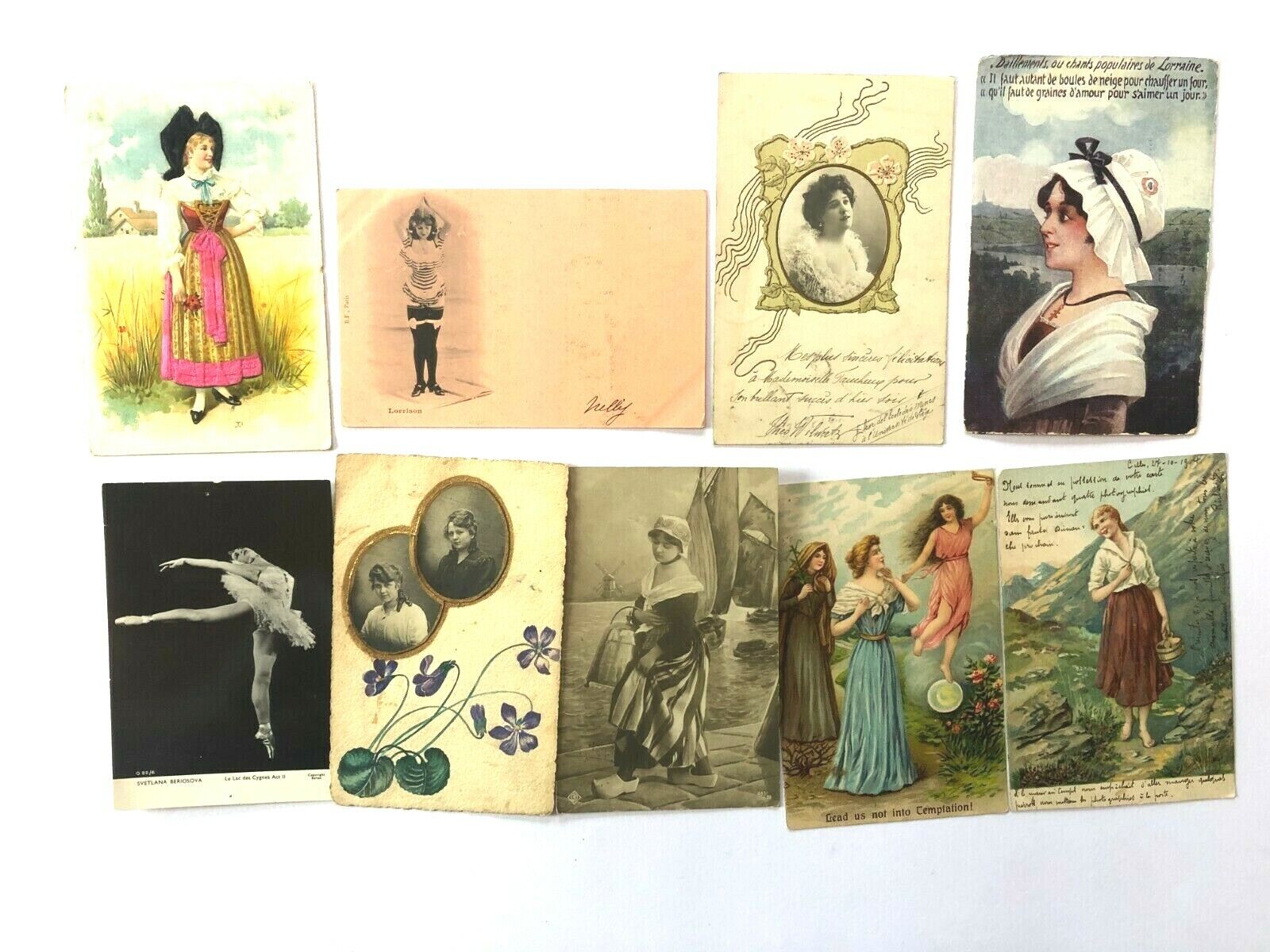 Women 8 Vintage Postcards Lot Ballerina and Daily Life   01.21 Без бренда