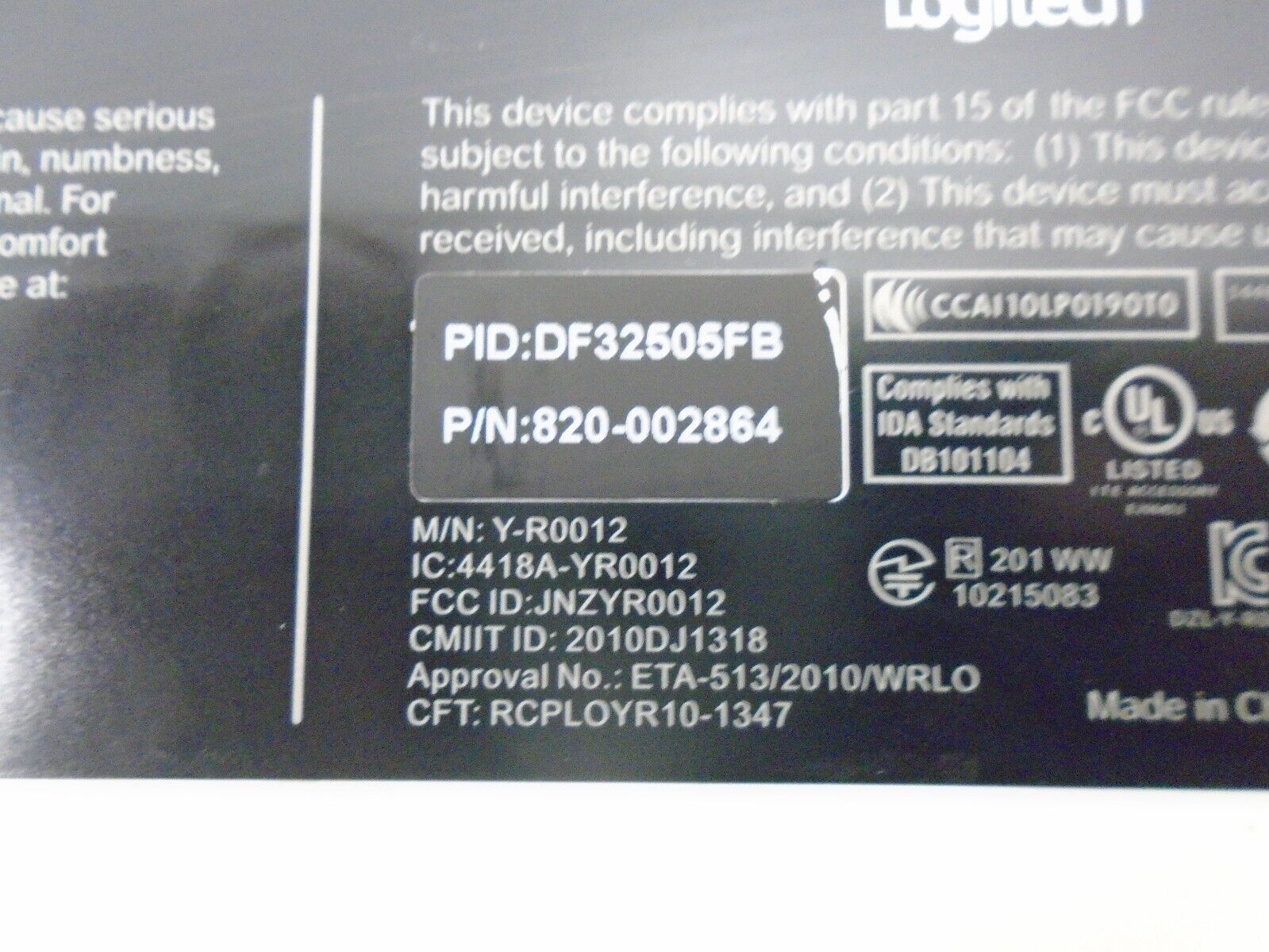 Logitech Y-R0012 Black Wireless Keyboard  Logitech 820-002864 - фотография #4
