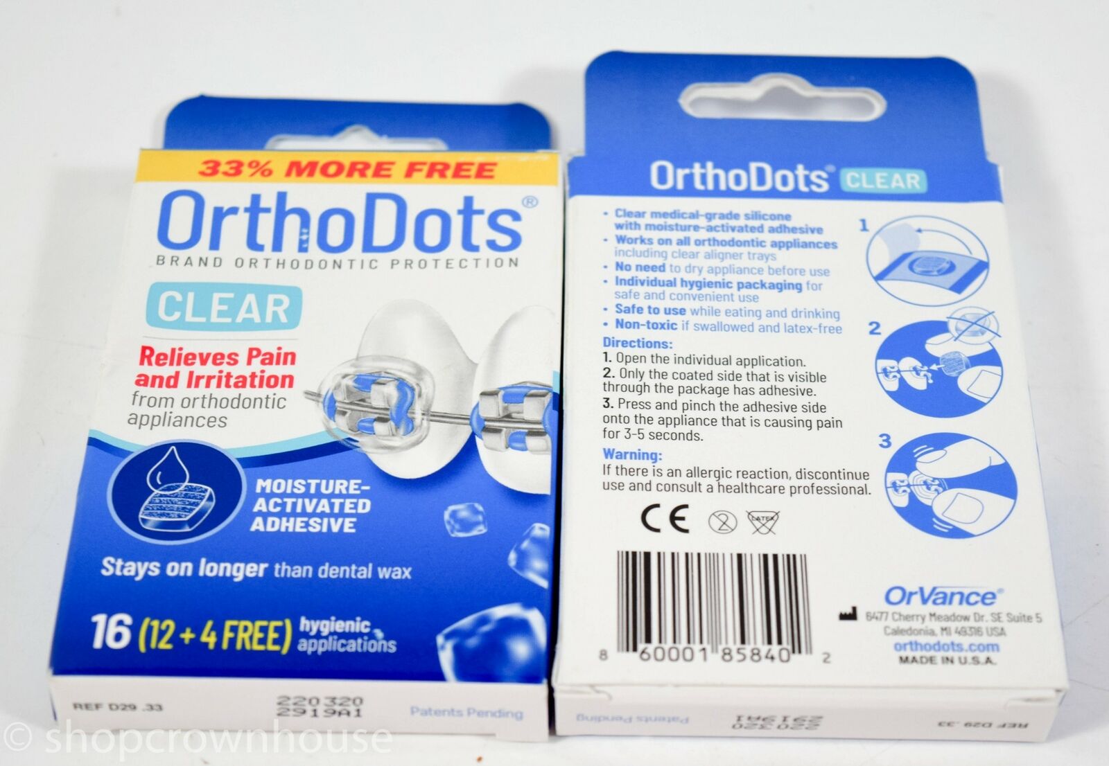 3 packs OrthoDots CLEAR 16 Count=48 Moisture Activated, Silicone Wax Alternative OrVance - фотография #2