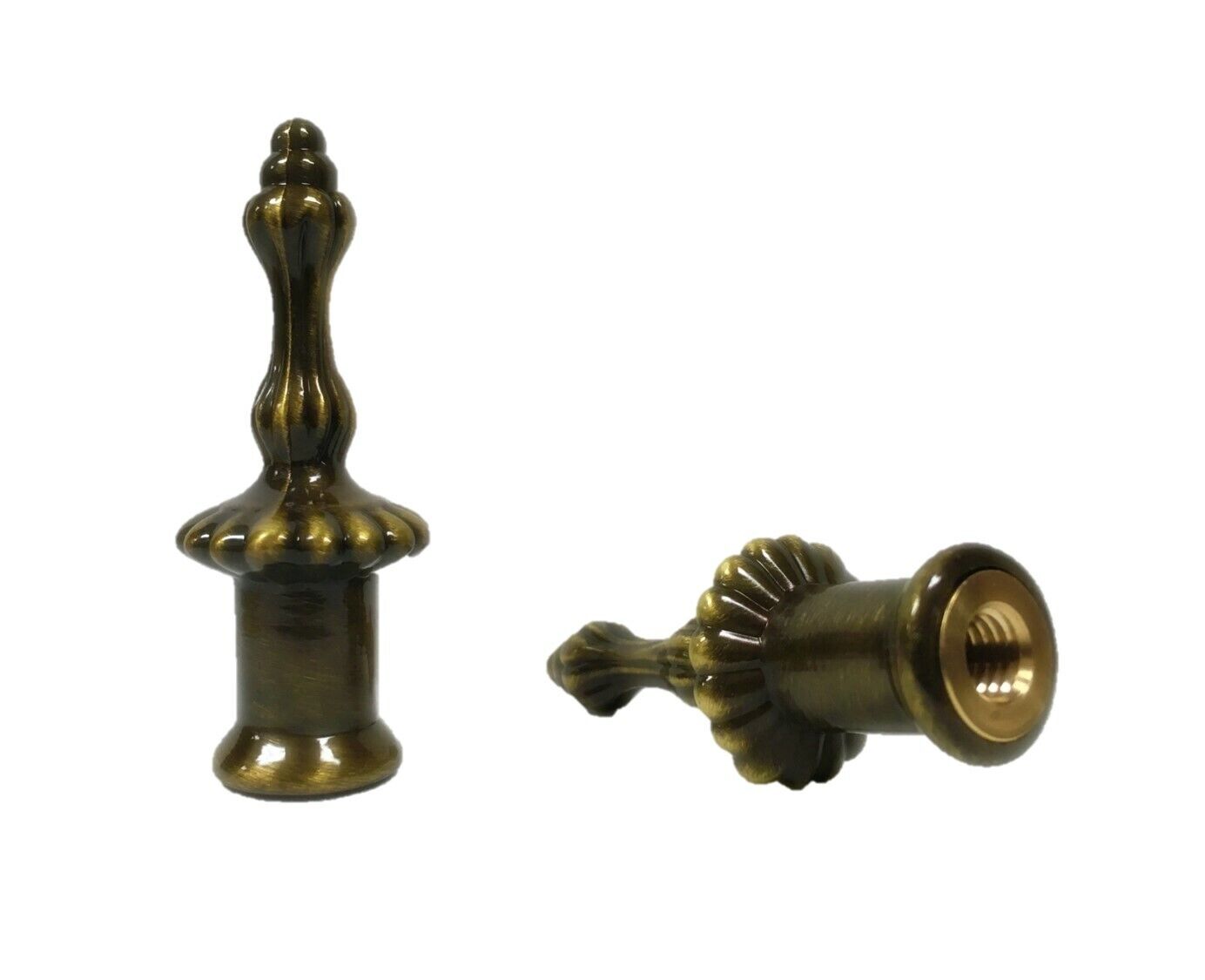 Lamp Finial-Pair of 2" Antique Brass Finish PILLAR finials-Dual Thread LITE ACCENTS AB-PILLAR-2