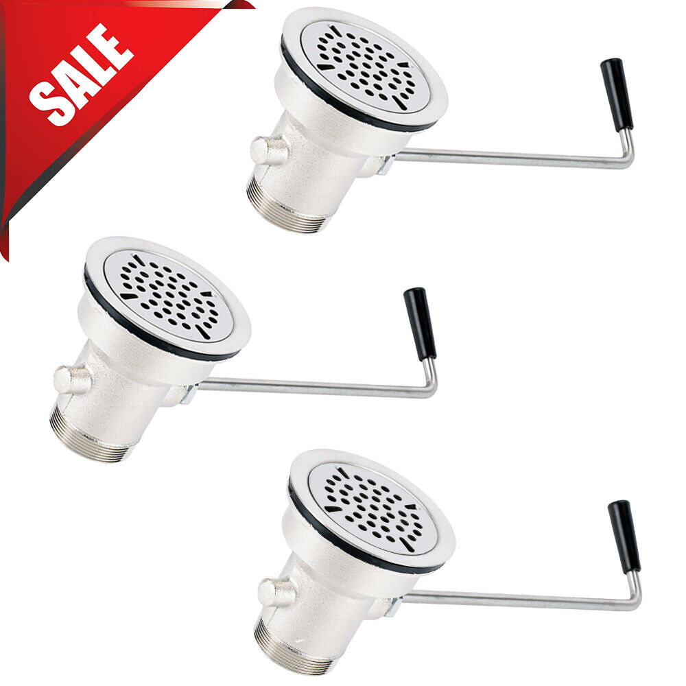 3 PACK Twist Lever Handle Waste Valve 3.5 Sink Opening Commercial Drain Strainer Assure Parts Does Not Apply