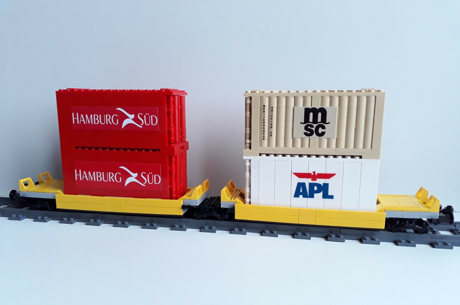 Lego City Custom double container train car MOC set 10219 60098 60052 7898 7939  LEGO 10219 - фотография #4