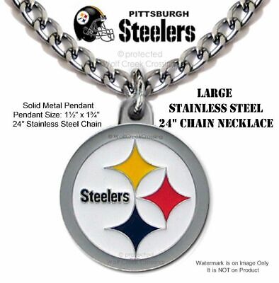 NEW! LARGE PITTSBURGH STEELERS NECKLACE 24" STAINLESS STEEL CHAIN NFL FOOTBALL R Siskiyou