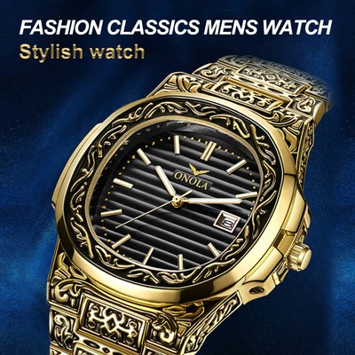 Luxury Retro Men's Quartz Analog Watch Stainless Steel Business Wristwatch Gifts Partsdom ON3808 - фотография #2