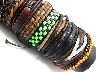 20pcs Mix Genuine Leather Bracelets Men's Wristbands Manmade Wholesale Jewerly Unbranded - фотография #5
