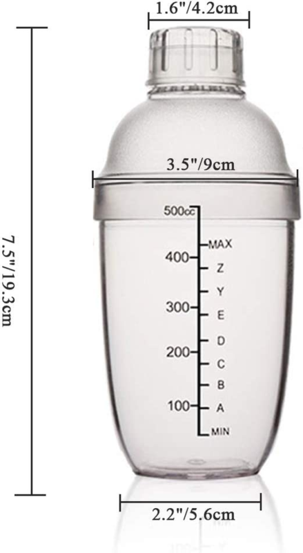 Plastic Cocktail Shaker,Drink Mixer Hand Shaker Cup with Scales,Transparent (1,  Does not apply - фотография #2