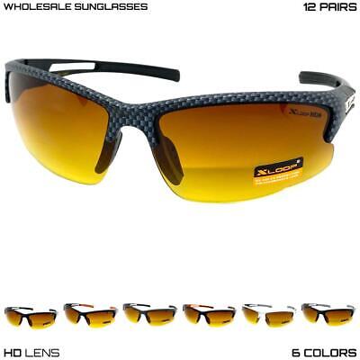 WHOLESALE LOT Sport Wrap Driving High Definition HD Lens SUN GLASSES 12 Pairs X-LOOP Eyewear Does not apply