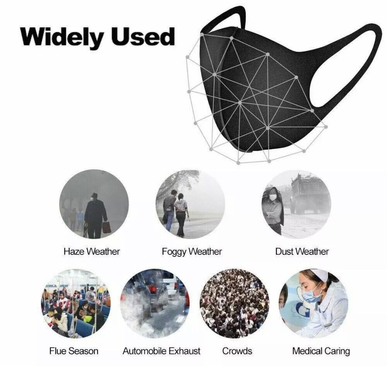 10 Pack Face Mask Black Washable Reusable Breathable Unisex Masks Unbranded Does Not Apply - фотография #4
