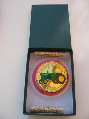 1-OZ.JOHN DEERE MODEL 4020 TRACTOR CHRISTMAS GIFT .999  24K EGP SILVER COIN+GOLD JOHN DEERE - фотография #4
