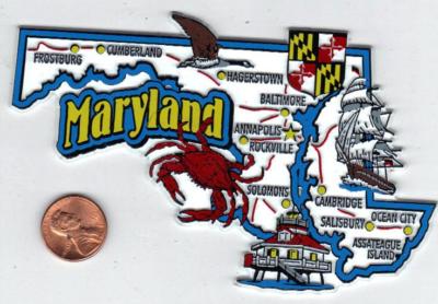MARYLAND, VIRGINIA, WASH D.C  JUMBO  STATE  MAP  MAGNETS  NEW USA  3 MAGNETS   Без бренда - фотография #3