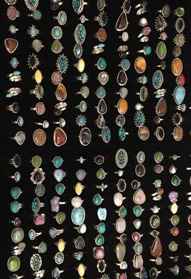 Turquoise & Mix Gemstone 925 Sterling Silver Plated 10Pcs Rings Lot HSR70 Unbranded