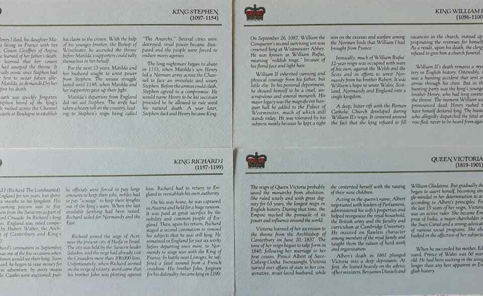 KINGS & QUEENS OF ENGLAND GRANADA STAMP & FACT SHEETS Без бренда - фотография #3