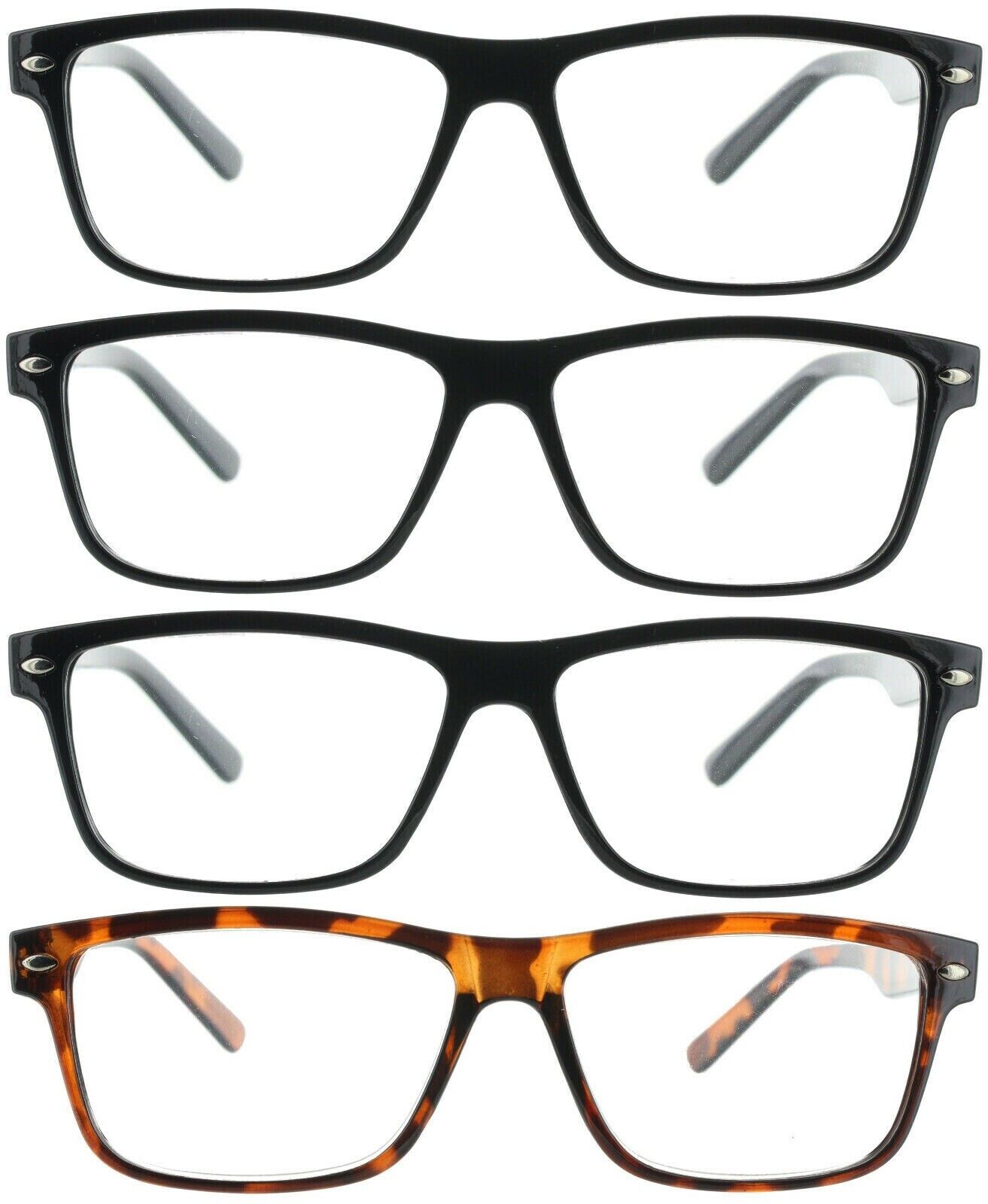 4 Pair Pack Reading Glasses Readers Men Women Square Classic Frame Unbranded Does Not Apply