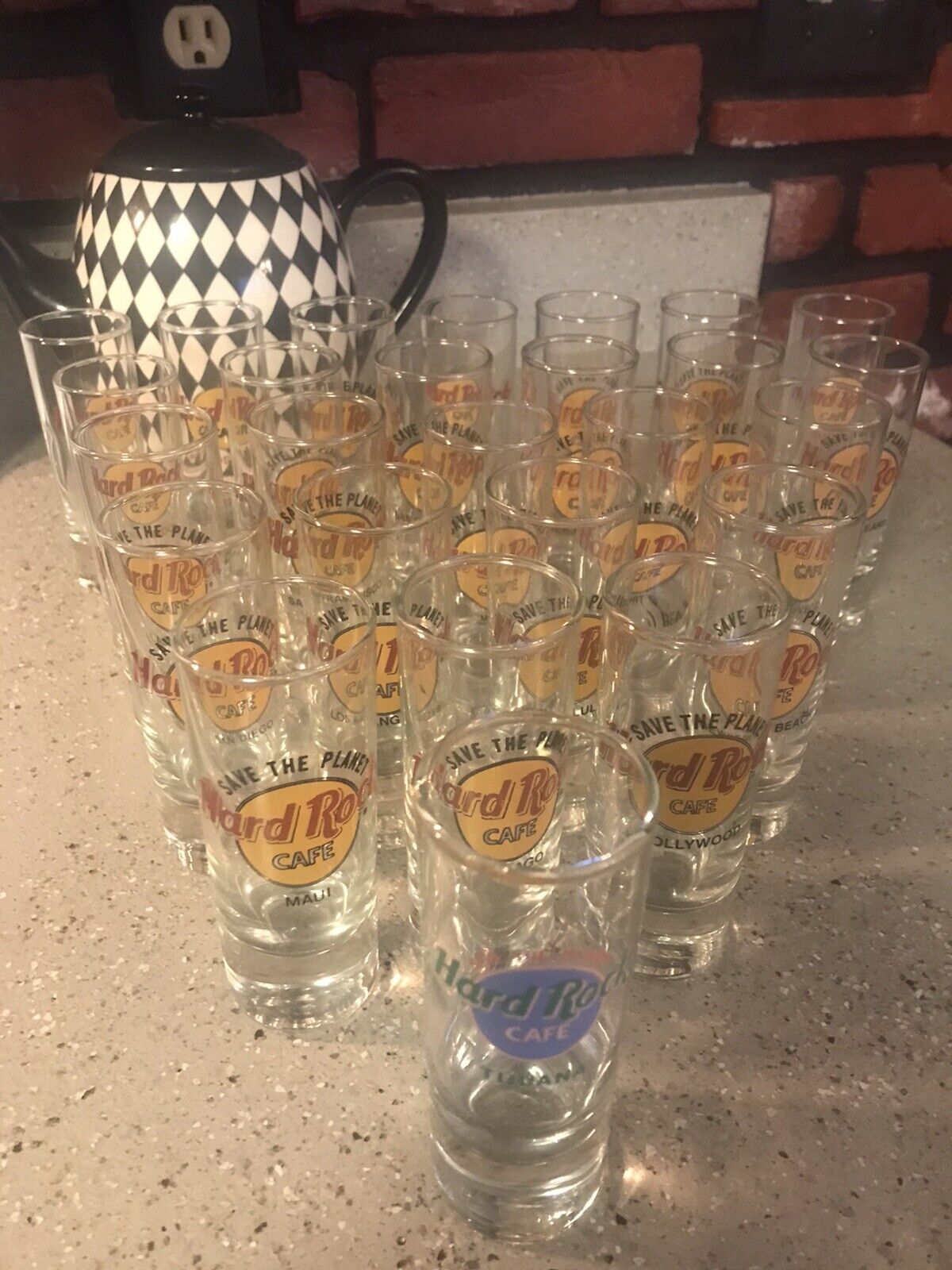 Hard Rock Cafe Lot of 26 Shot Glasses 4" Various Cities 1999 and Prior Без бренда