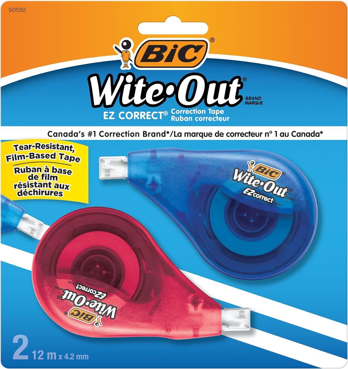 BIC Wite-Out Brand EZ Correct Correction Tape, 2 Count (Pack of 1), White  BIC WOTAPP21