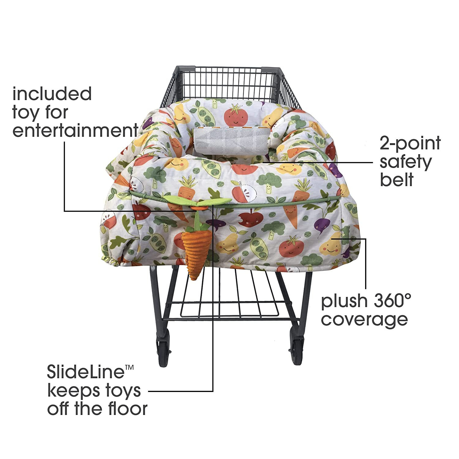 Shopping Cart and High Chair Cover, Multi-Color Farmers Market Veggies with Toy Boppy Does not apply - фотография #3