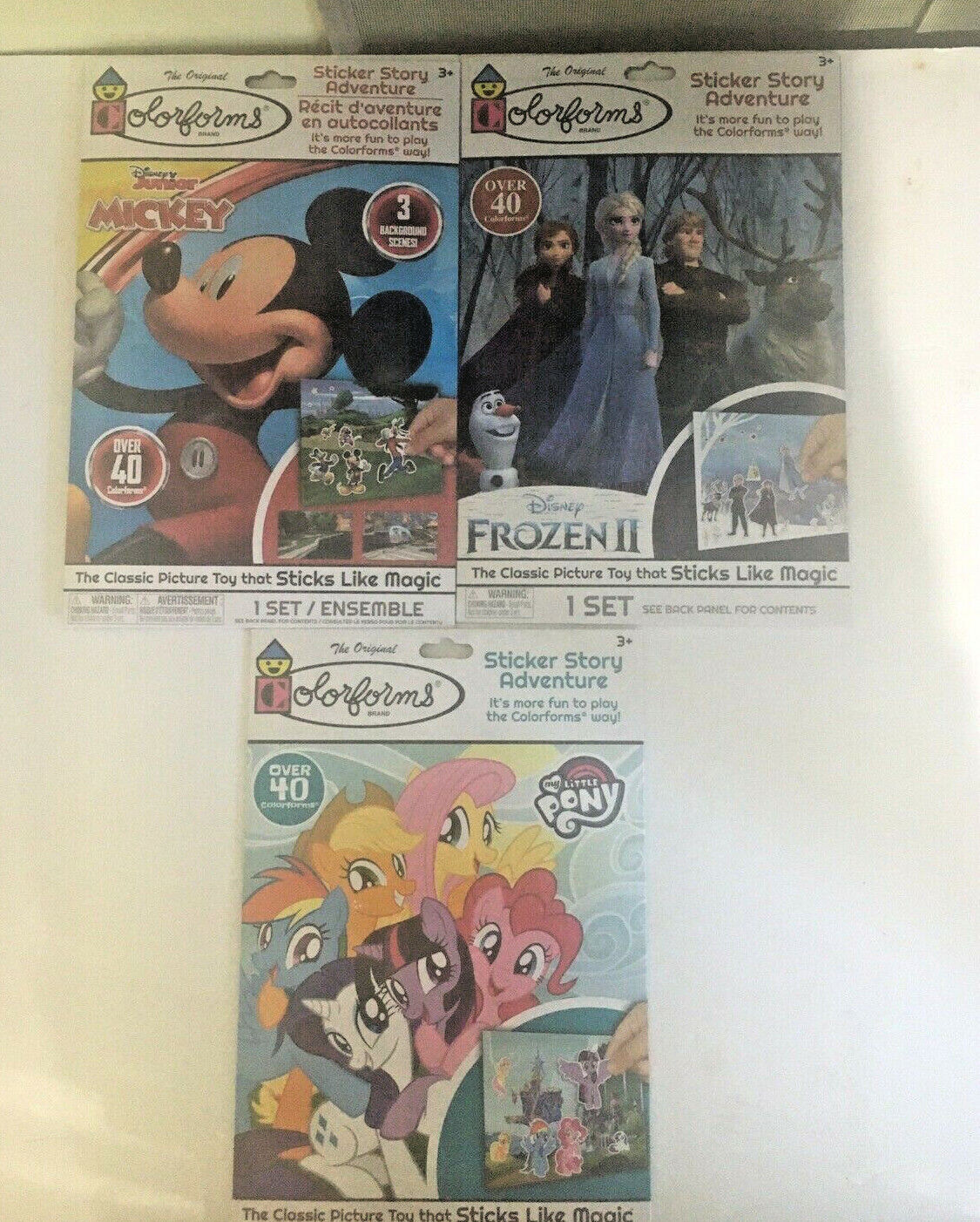 Lot Of 3 Colorforms Disney Mickey Frozen 2 My Little Pony Over 40 Colorforms Colorforms - фотография #2