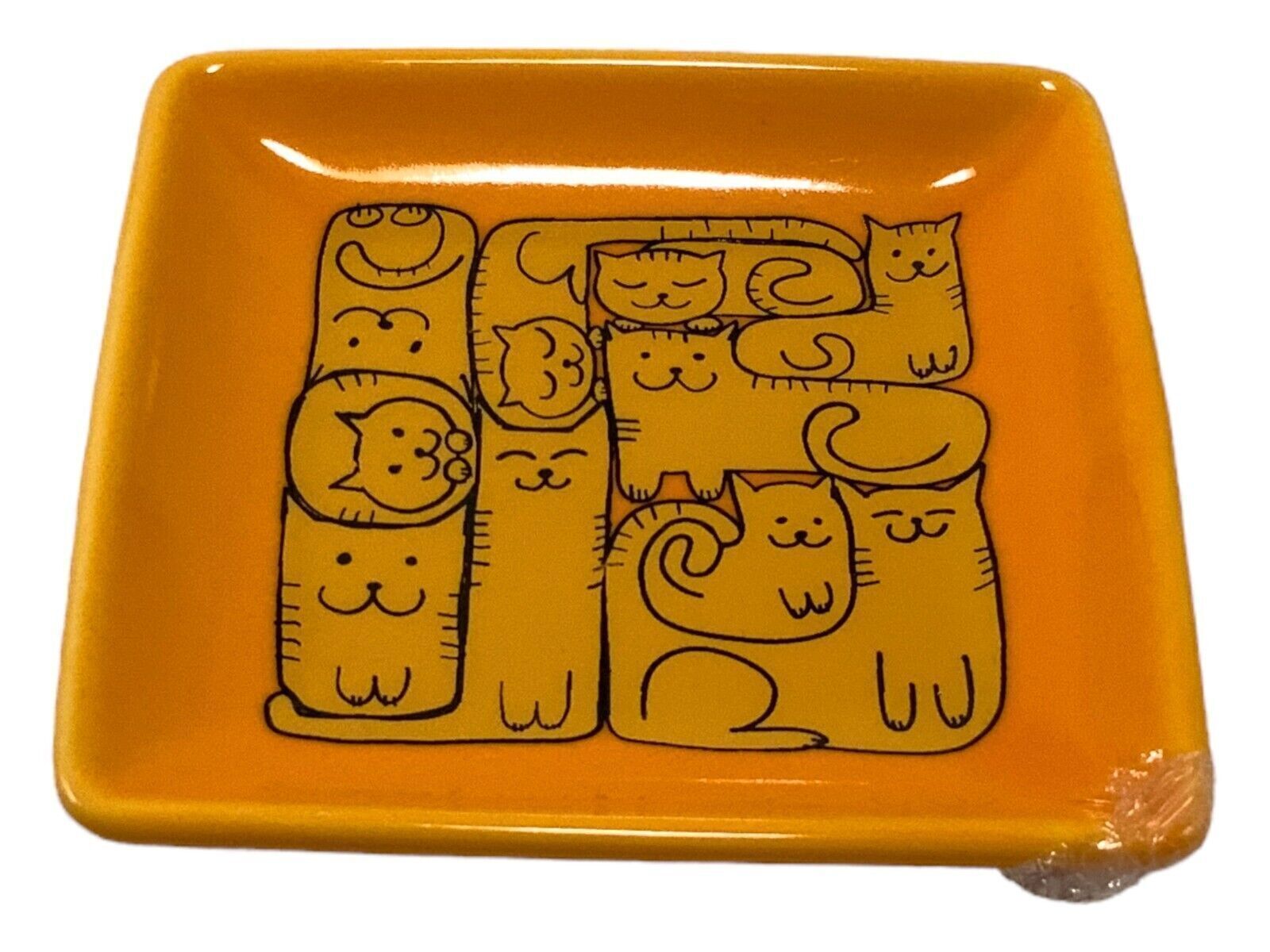 Cat Lady Box orange kitty cat trinket tray 3" Без бренда