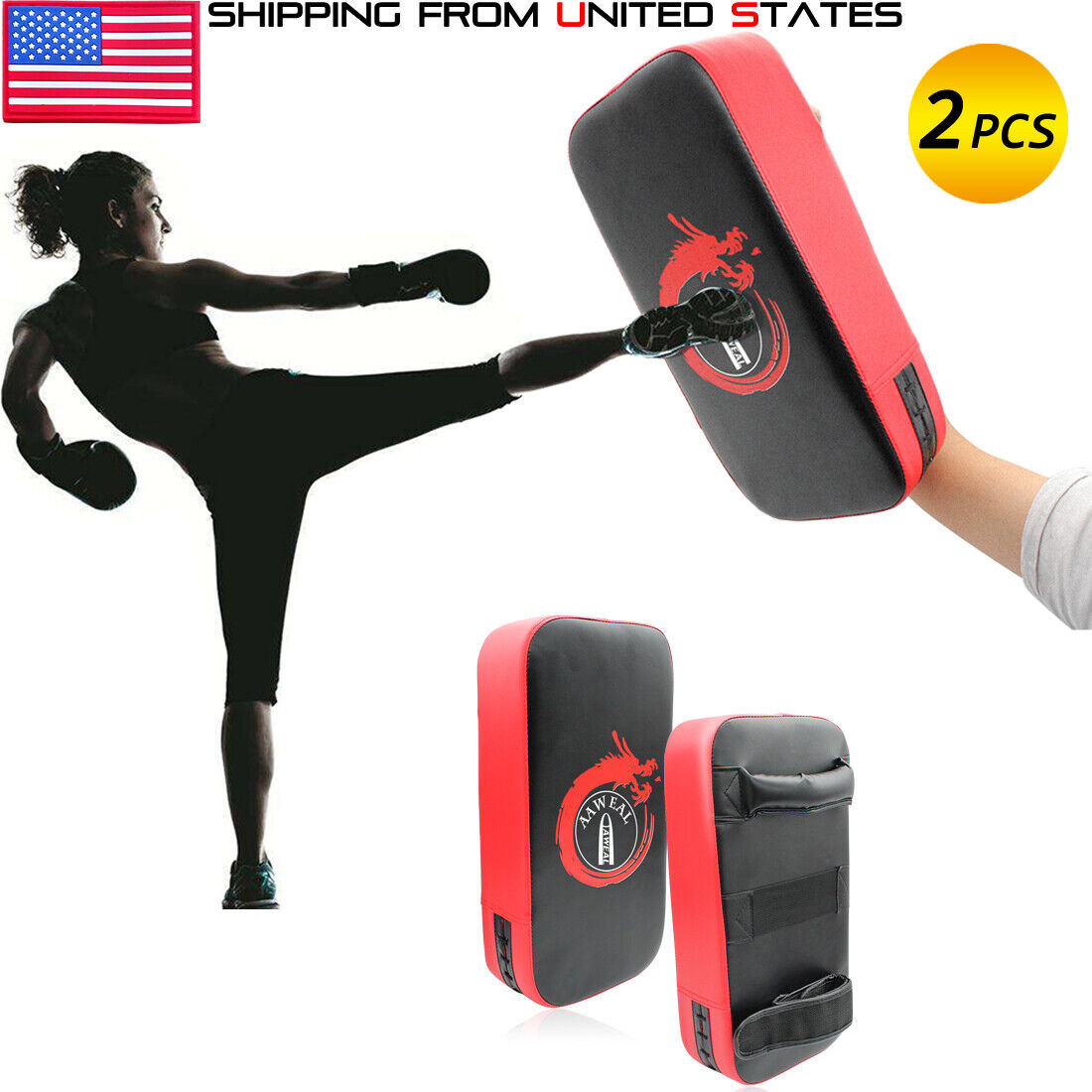 2 Piece  Kick Boxing Strike Curved Thai Pad MMA Training Focus Target Muay Thai Aaweal Does Not Apply