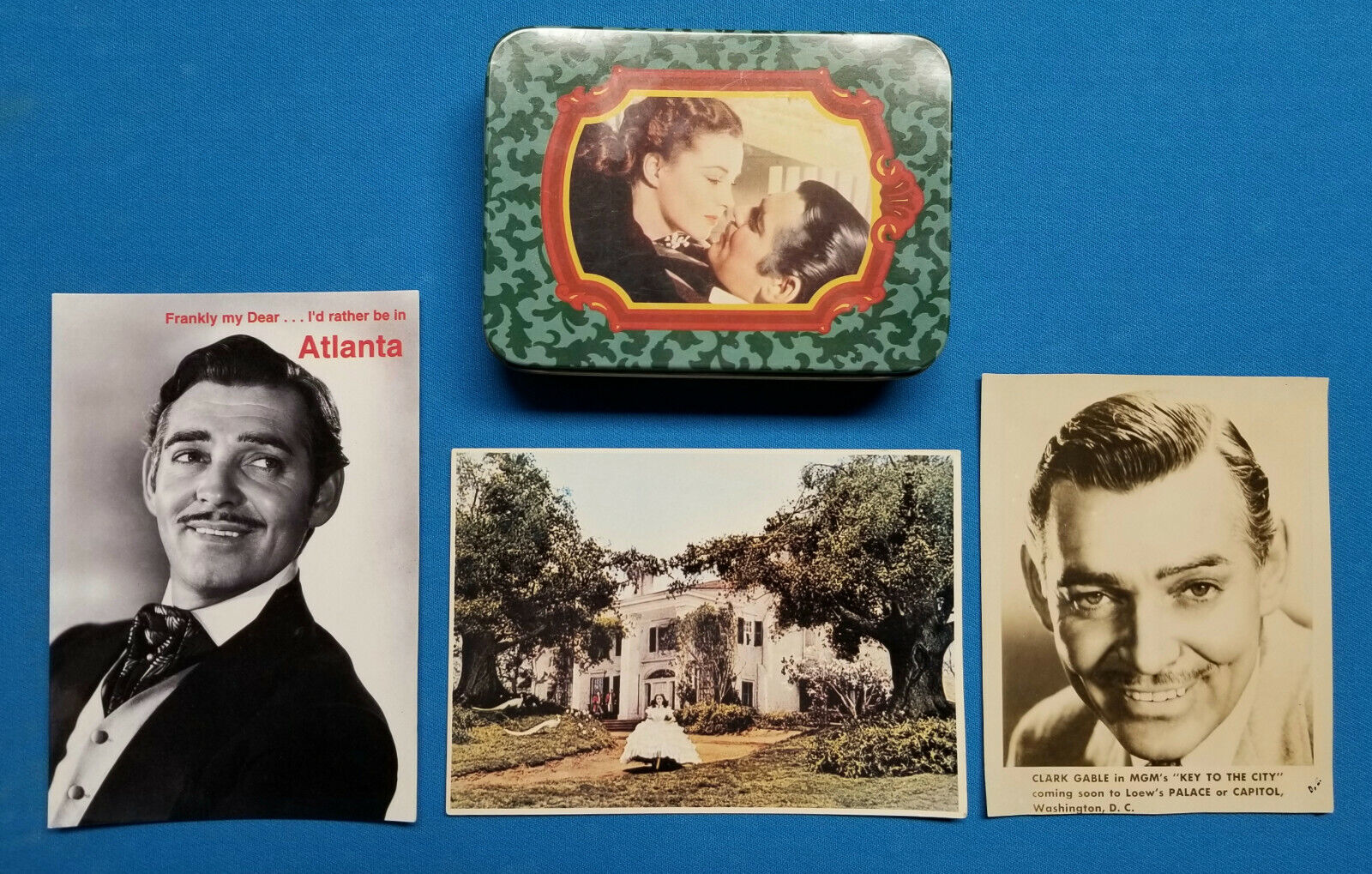 Clark Gable Gone With The Wind LOT Photo, Post Cards & Playing Cards in Tin LOOK Без бренда