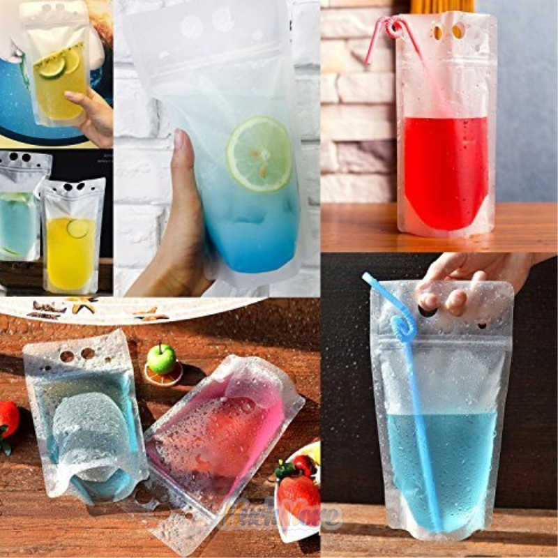 100PCS Drink Pouches Bags Stand-Up Zipper w/ Straws&Funnel for Cold & Hot Drinks Unbranded Does not apply - фотография #11