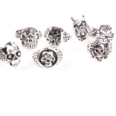 Wholesale 20pcs Lots Gothic Punk Skull Antique Silver Rings Mixed Style Jewelry Antique - фотография #2