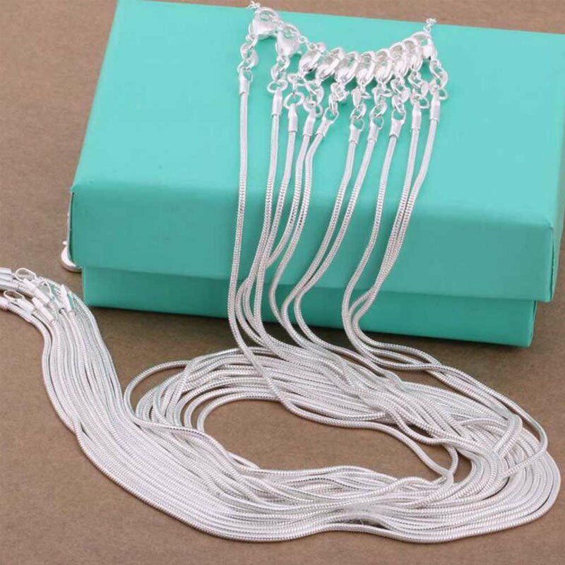 24in Wholesale 925 Sterling Solid Silver 1MM Snake Chain Diy Necklace Jewellery Rinhoo Does not apply - фотография #9