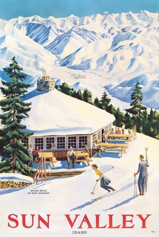 1940 Style Sun Valley Idaho on Baldy Mountain NEW Sign: 16x24" USA STEEL XL Без бренда