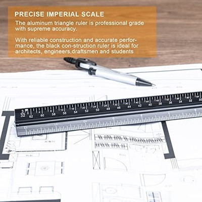 Architectural Scale Ruler for Blueprint, 12'' Metric Metal Engineers Triangle  Does not apply Does Not Apply - фотография #7
