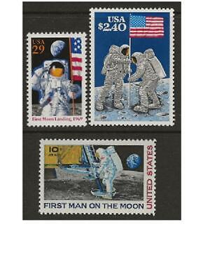 FIRST MAN ON THE MOON SPECIAL COLLECTION 3 US STAMPS MINT Без бренда