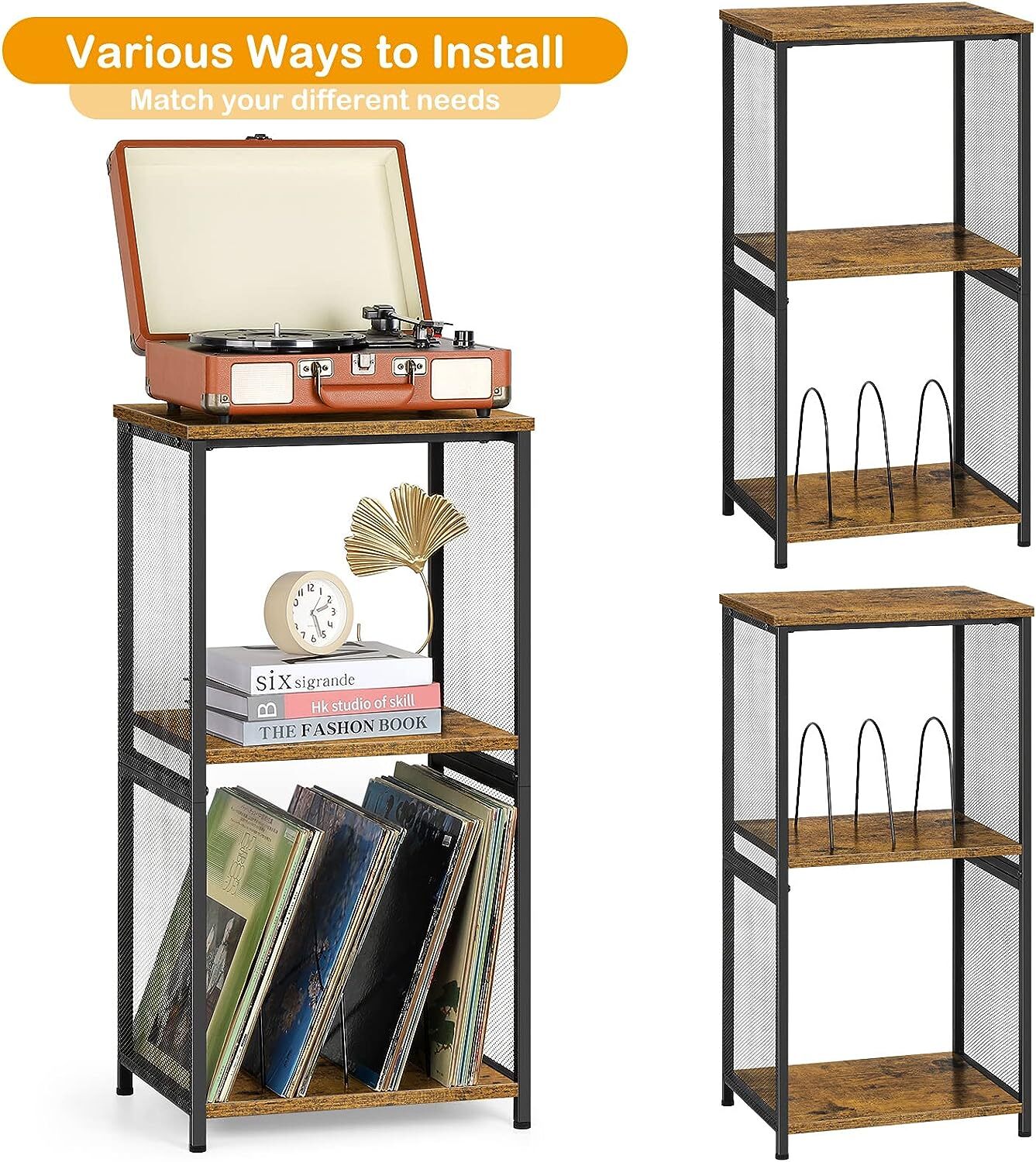 Multifunctional Retro Wooden Record Player Stand Storage Table Display Shelf Unbranded Does Not Apply - фотография #4
