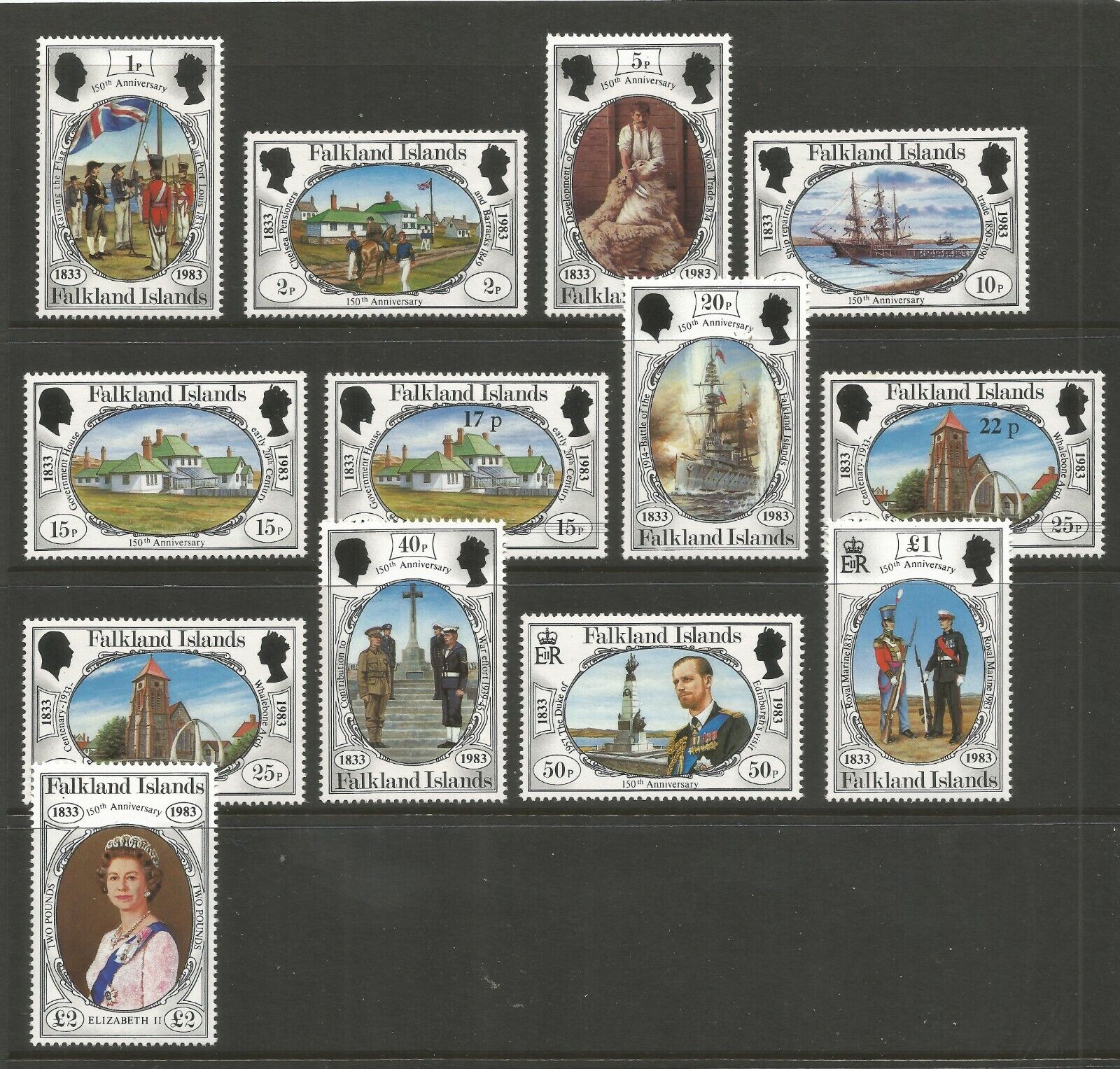 FALKLAND ISLANDS, 1983/84 BRITISH ADMIN'+SURCHARGES (13), S.G 439-449, MNH** Без бренда