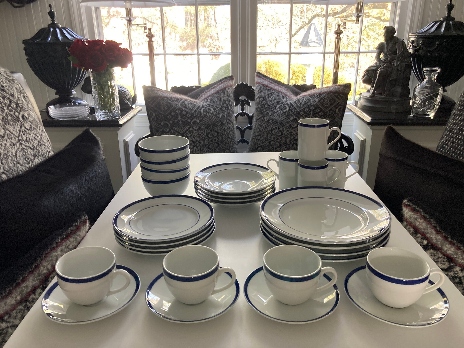 NEW 30pc SET! WILLIAMS SONOMA BRASSERIE BLUE & WHITE PORCELAIN DINNERWARE JAPAN Williams-Sonoma - фотография #24
