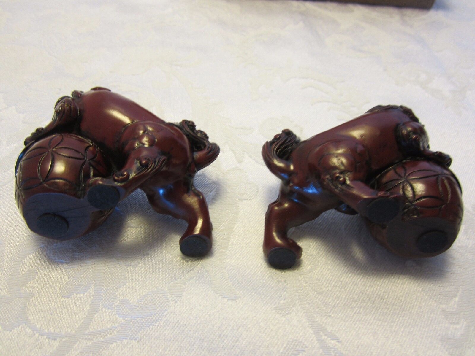 Pair Shou-Shan Stone-Ware Guardian Temple Dogs Lions figurines MIB Без бренда - фотография #6
