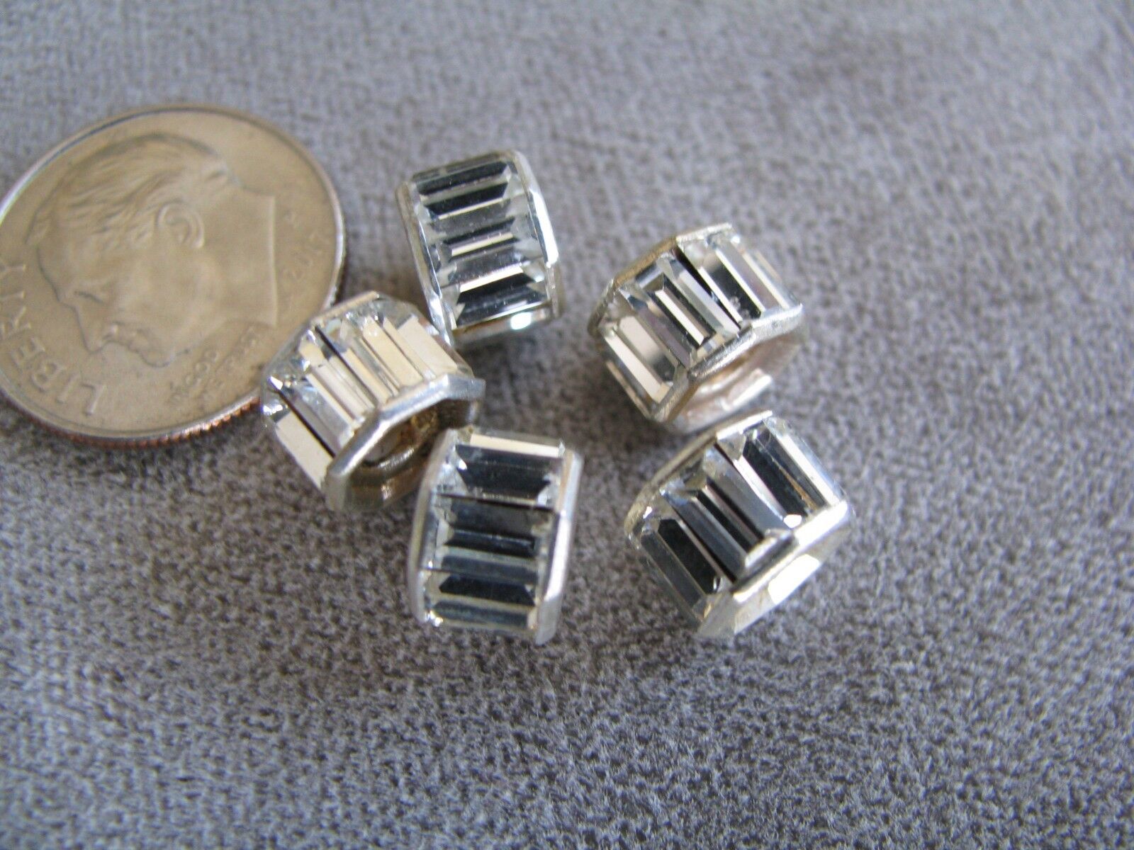 Lot of 5 Vintage Swarovski Channel Set Crystal Rondelle Beads 6x8mm Без бренда