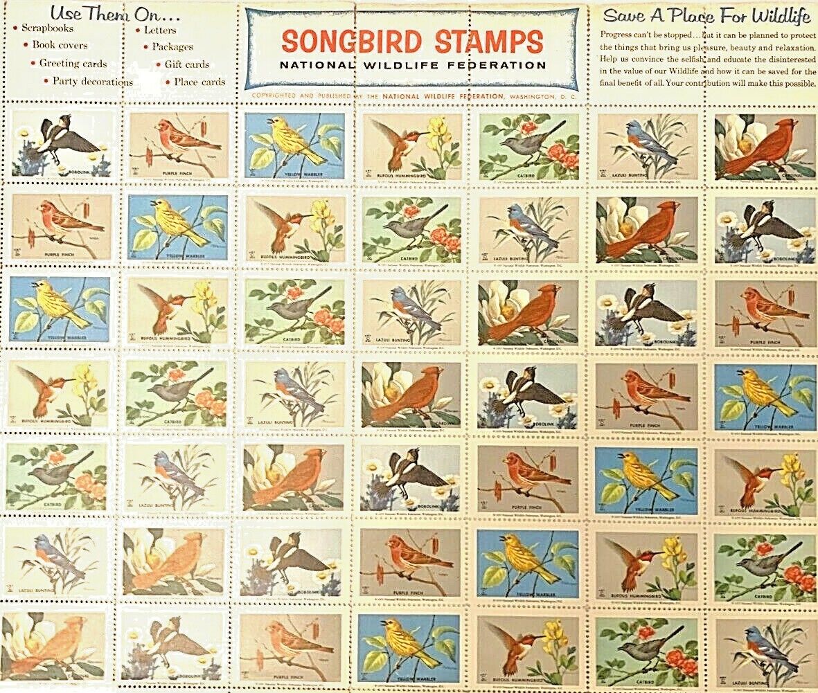 Songbird Stamps National Wildlife Federation Full Sheet  Без бренда