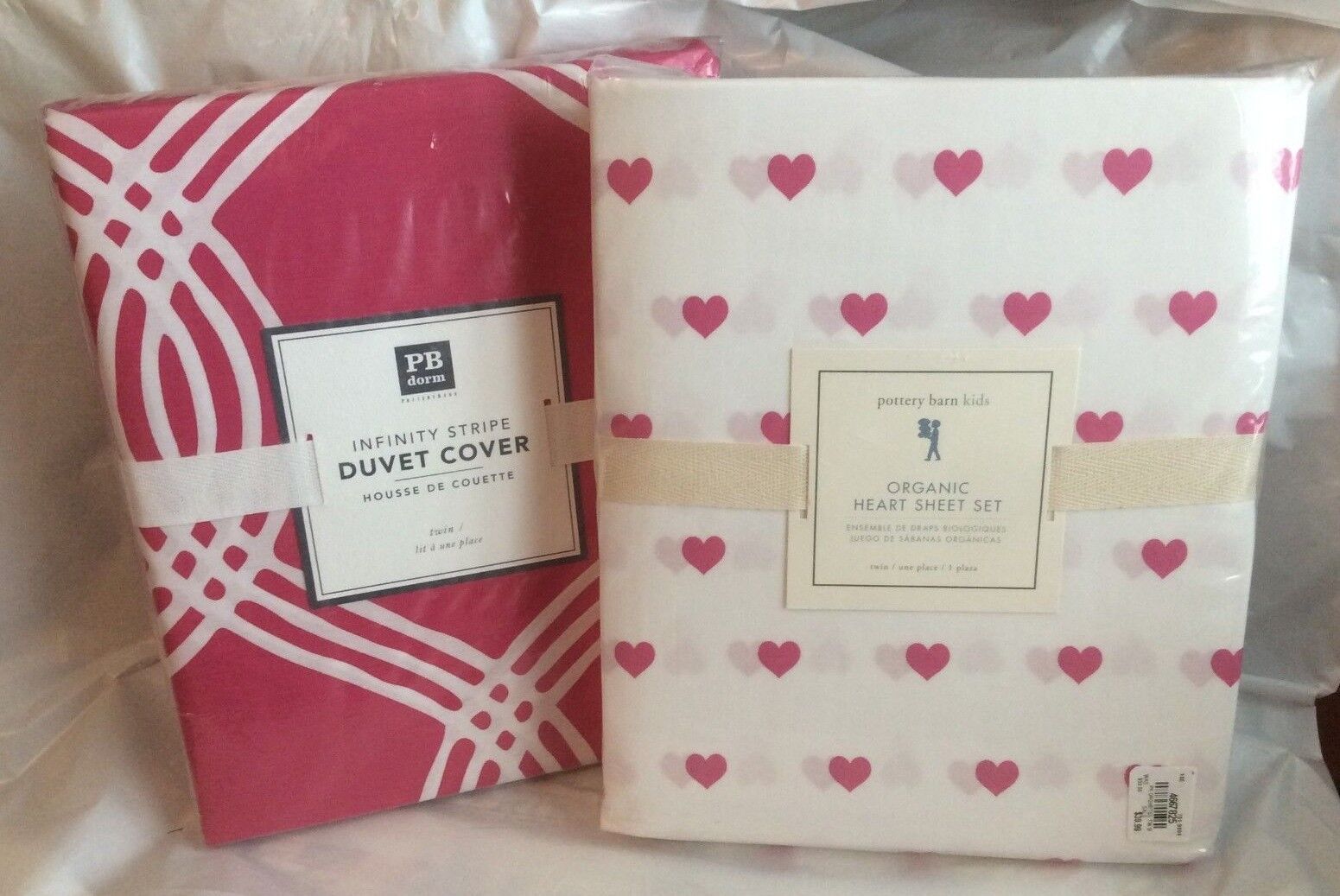 $139 Pottery Barn HEART SHEET SET + DUVET Cover SET Princess valentine Twin girl Pottery Barn na